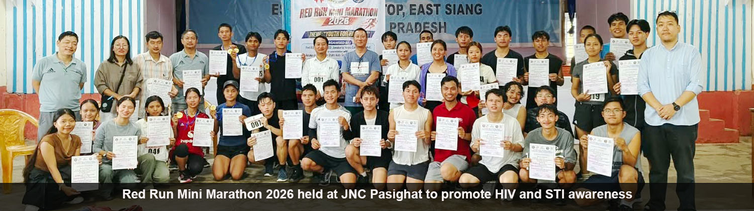 Red Run Mini Marathon 2026 held at JNC Pasighat to promote HIV and STI awareness