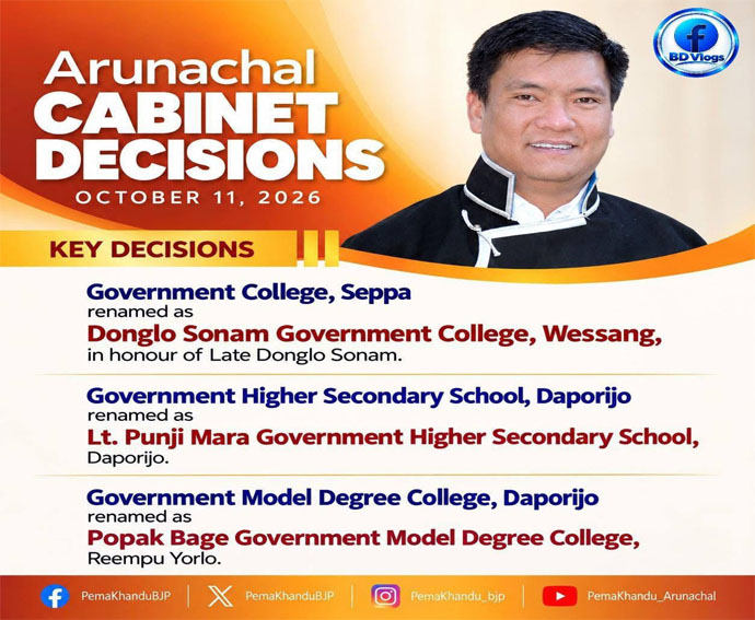 ARUNACHAL CABINET DECISIONS