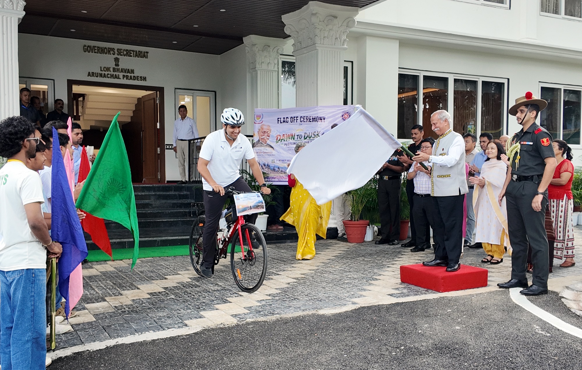 Governor flags off solo cycling expedition on the occasion of International Day of Older Persons